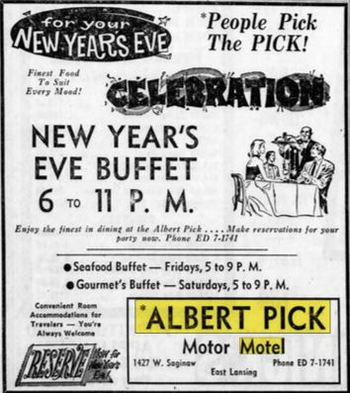 Albert Pick Motor Hotel - Dec 1960 Ad (newer photo)